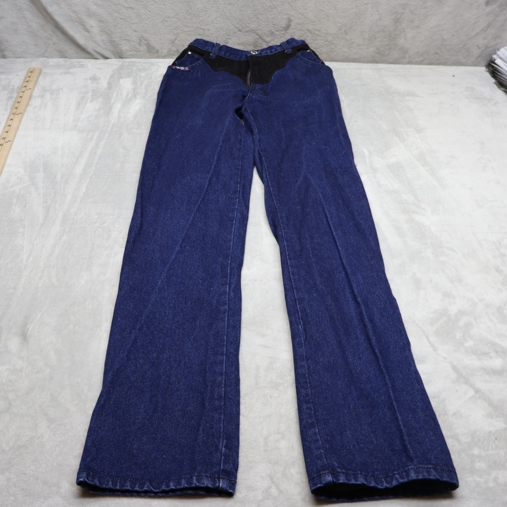 Blaze Blackfire Jeans Women 1/24 Long Dark Wash Western Yoke Straight 24x36 VTG